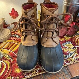 Tommy Hilfiger Women's Twreanna Rain Snow Duck Boots Size Blue Tan 8M